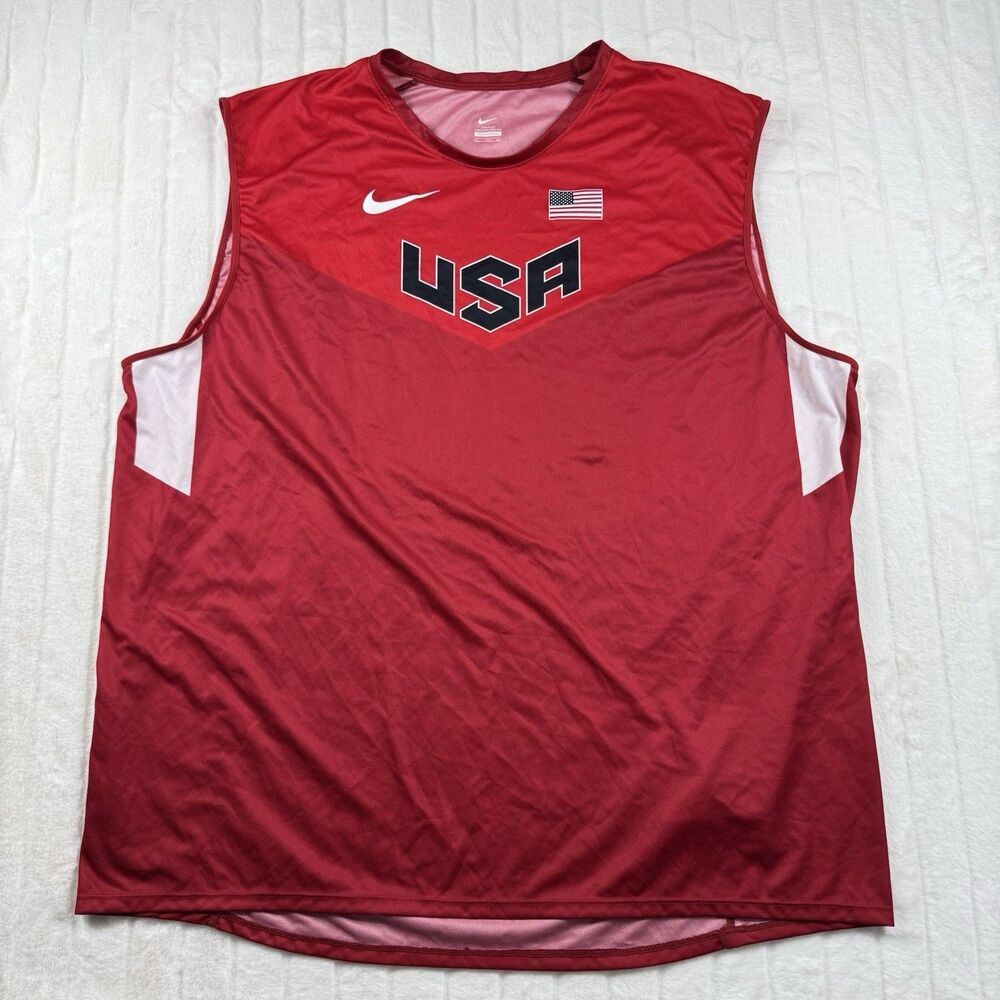 Nike USA 2012 London Olympics Official Tank Top T-Shirt Men's 4XL Red Stretch